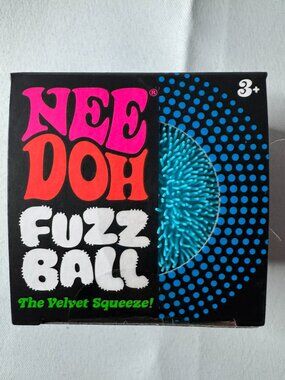 NeeDoh Blue Fuzz Ball Sensory Squeeze Toy 2.25" Tall (1 Fuzz Ball Per Order)